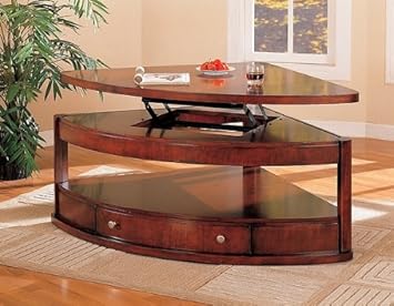 Coaster Pie Shaped Lift Top Occasional Sectional Coffee Table