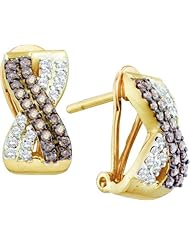 14K Yellow Gold 0.53CT Brown Round Cut Diamond X Fashion Earring