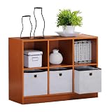 3 Tier by 3 Column, Storage Shelves Cabinet Bookcase Bookshelf Bookshelves with 3 Bin-Type... by 