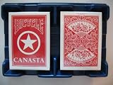 Bicycle Canasta 2 Decks Red Playing Cards with Blue Card Tray