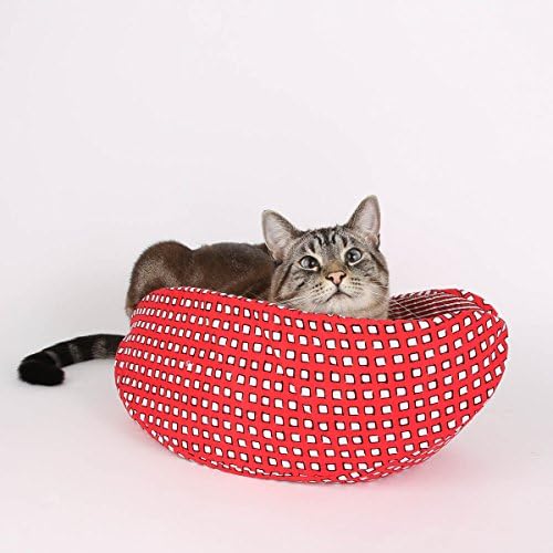 The Cat Canoe Modern Cat Bed in Red and White Geo