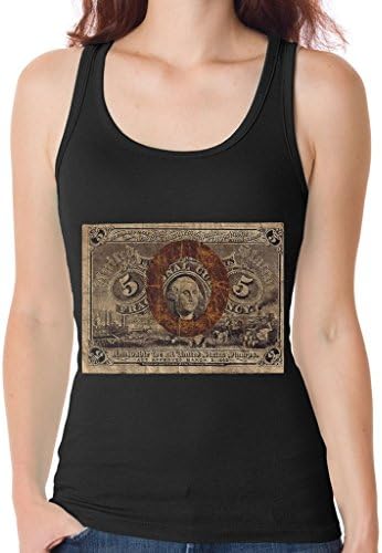 LeynaT Funny Tank Tops Fractional Currency 5 Cent Five Ribbed Tank Top Black XX-Large