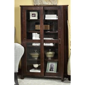 Mission style 5 shelf Bookcase With 2 Sliding Doors, 2 DOOR 5 SHELF, CHESTNUT by Home Decorators Collection