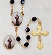 Crystal Rosary - Saint Francis - 7mm Crystal Beads - 21in. Gold Chain - Center Piece with Matching Lapel Pin - Gift Box Included - IMPORTED FROM ITALY