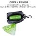 Mighty Paw Dog Poop Bag Holder - Zippered Pouch with Carabiner Hook - Includes Roll of Pick-up Bags - Pet Poop Holder and Dispenser - Pet Walking Supplies - (Grey/Green)