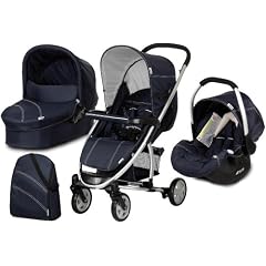 Hauck 142158 Kinderwagenset Malibu All in One inkl. Pram, Zero Plus Comfort, Wickeltasche, Wetterschutz trio navy