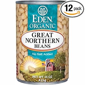 Eden Organic Great Northern Beans, No Salt Added, 15-Ounce Cans (Pack of 12)