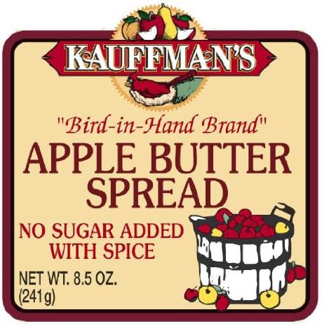 Kauffman's Fruit Farm Homemade Apple Butter, No Sugar Added, Delicious on Toast, Bagels, and Ice Cream, Half Pint (Pack of 2)