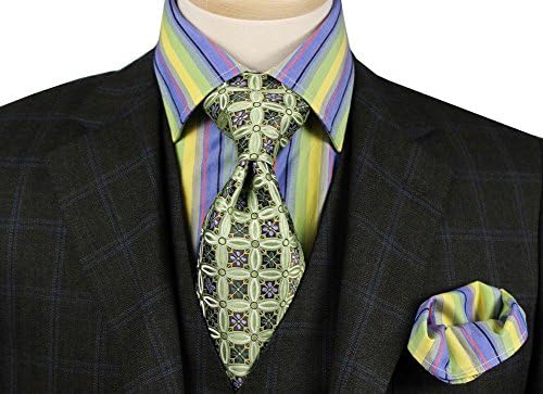 STC-4-10- 18 - 18.50 * 36 -37 inch Stripe Fashion Shirt with Tie and Hanky