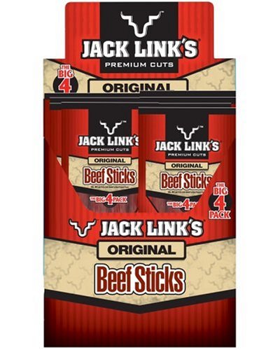 Jack Link's 4-Pack Beef Sticks, Original, 3.2-Ounce Packages (Pack of 16) by Dried Beef