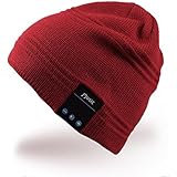 Mydeal Men & Women Bluetooth Audio Beanie Hat Cap with Stereo Speaker Headphones, Microphone, Hands Free and Rechargeable Battery - for Mobile Phones, iPhone, iPad, Tablets, Android Smartphones - Red