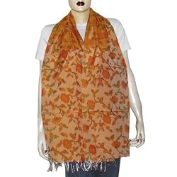 Indian Silk Scarves Printed Womans Accessories 20 x 72 inches