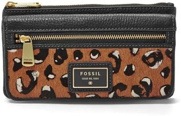 Fossil Women's Leather Preston Flap Clutch Credit Card ID Wallet Cheetah
