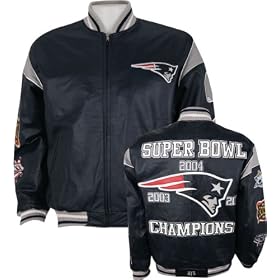 New England Patriots Commemorative Super Bowl Champions Leather Varsity Jacket