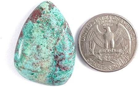 Turquoise Apache Chrysocolla Freeform Handmade Cabochon 34x25x6mm Wire Wrap, Bezel, Jewelry Supply
