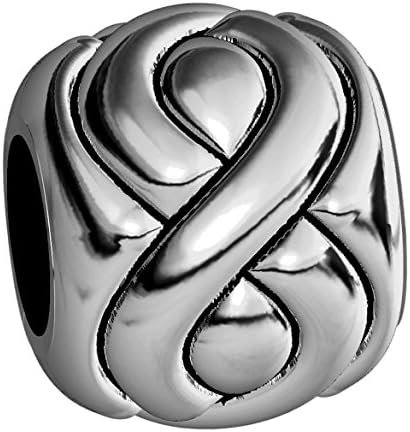 SZIROEmbossed Full Infinity Symbol Charm Bracelet Bead in Sterling Silver