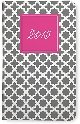 2015 Agenda Notebook, 5 x 8 Inches, Soft Canvas Cover w/ Stitched Binding (Morroccan Lattice (Pink))