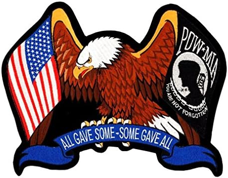 POW MIA & US Flag Eagle Wings Swag Embroidered Patch Iron Sew RPPM8439