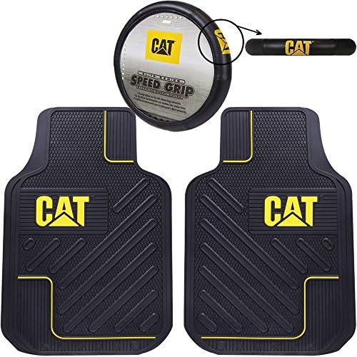 Caterpillar Cat Front Rubber Floor Mats Steering cover Universal Car Truck