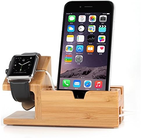 Apple Watch Stand, Ankoala Bamboo Wood Charging Stand Mount Docking Station Holder for iPhone/Smart Phone/Apple Watch With 3 Ports USB HUB
