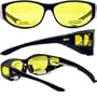 Global Vision Escort Fit Over Prescription Glasses Sunglasses Yellow Tinted Has Matching Side Lenses Meets ANSI Z87.1-2003 Standards for Safety Eyewear