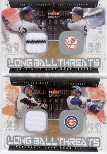 2003 Fleer Genuine Longball Threats Single Swatch 4A Alfonso Soriano (JSY) / Hideki Matsui Sp/250 - New York Yankees (Piece of Authentic Jersey - Baseball Cards)