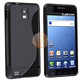 TPU Rubber Skin Case for Samsung Infuse SGH-i997 4G, Black S Shape
