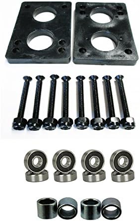 New 5/16" Longboard Riser Pads Black+ ABEC 7 Bearings+1.25" Hardware + Spacer