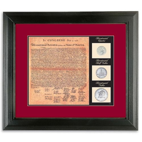 Framed Declaration of Independence and Commemorative Coin-image