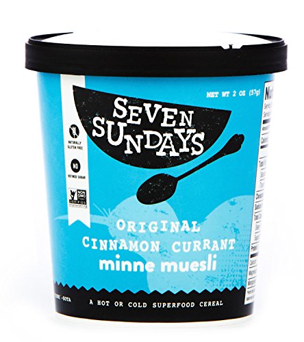 Seven Sundays Muesli -  Original Toasted Cinnamon Currant {2 oz. cups, 6 pack} - Non-GMO Certified, Gluten Free, Hot or Cold Breakfast Muesli