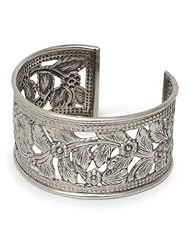 Sterling silver cuff bracelet, Jungle Flower