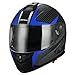 TRIANGLE Full Face Dual Visor Matte Black Street Bike Motorcycle Helmet (Large, Matte Blue)