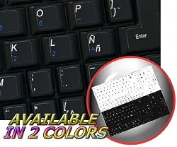 SPANISH LATIN AMERICAN NETBOOK KEYBOARD STICKERS BLACK BACKGROUND