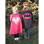 Reversible Supergirl Batgirl Superhero Pink Cape Costume with Mask