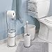 mDesign Wastebasket Trash Can for Bathroom, Office, Kitchen - White/Chrome