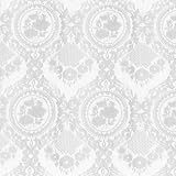 White on White Medallion Floral Jacquard Tablecloth with Seemless Scallop Trim Oblong 57 x 119 Inch Rectangle