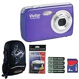 Vivitar Vivicam V7022 7.1MP Grape Purple HD Digital Camera Plus 4GB Accessory Kit