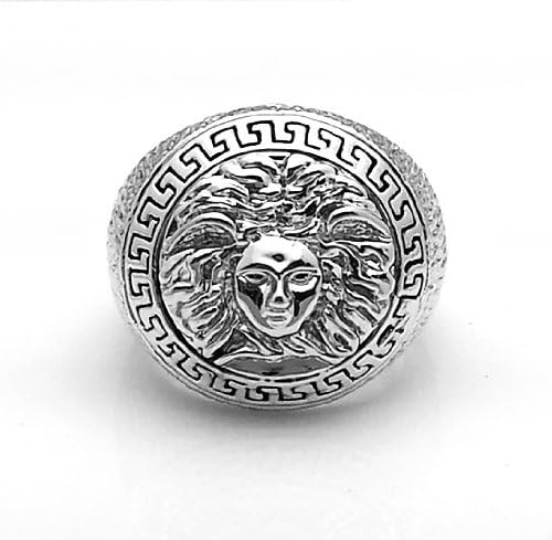 Size 12 Medusa Head Silver Tone Mens Ring Hip Ring