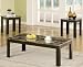 3pc Coffee Table and End Tables Set with Faux Marble Top in Black Finish