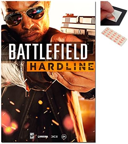 Bundle - 2 Items - Battlefield Hardline Cover Poster - 91.5 x 61cms (36 x 24 Inches) and a Set of 4 Repositionable Adhesive Pads for Easy Wall Fixing