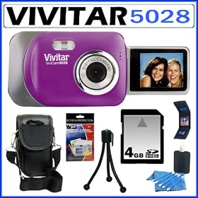 Vivitar Vivicam 5028 5.1MP Digital Camera in Grape Purple + 4GB Accessory Kit