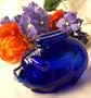 Cobalt Blue Glass Pig Bank