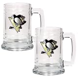 Pittsburgh Penguins NHL 2pc 15oz Glass Tankard Set- Primary Logo