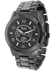 Geneva Platinum 9158 Womens Decorative Chronograph-style Link Watch-GUN METAL