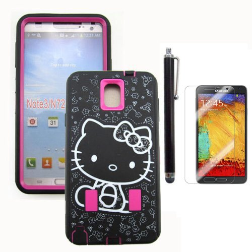 T&J Exclusives® Hybrid Armor Case Combo for Samsung Galaxy Note3 III N9000 + Screen film + Touch stylus
