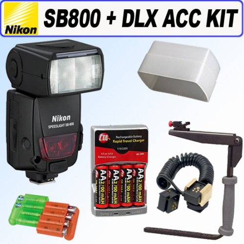 Nikon SB-800 AF Speedlight Flash + Deluxe Flash Bracket Accessory Kit