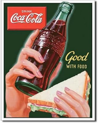 Coca Cola Coke Good with Food Retro Vintage Tin Sign