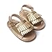 LIVEBOX Infant Baby Girls Moccasins Tassels Premium Soft Rubber Sole Anti-Slip Summer Prewalker Toddler Sandals (M: 6~12 Months, Champagne)