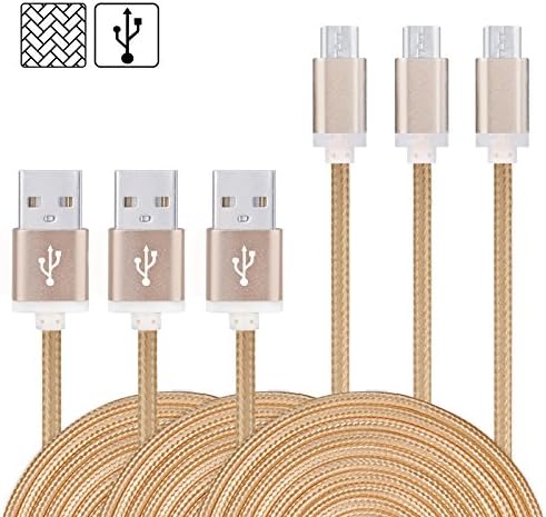 Micro Cable, AiGoo [3-Pack] Premium 6FT Nylon Fabric Braided High Speed USB 2.0 A Male to Micro B Data Sync &amp; Charger Cable for Samsung Galaxy S7 Edge, S6 Edge, HTC, Motorola, LG, Sony, Nokia and More