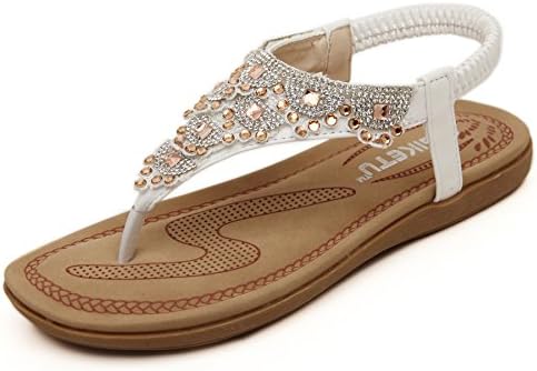 Sharlir Women Rhinestones Beaded Flip flop Sandals